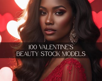 Valentine’s Day Beauty Stock Photos: Black Women Hair Models, Salon and Branding Content
