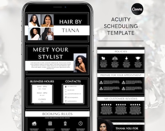 Acuity Scheduling Template Hair Stylist: Black and White Appointment Booking Site