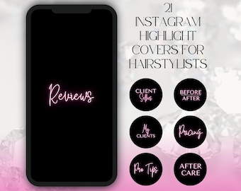 Hairstylist Insta Highlight Covers: Neon Pink Instagram Story Icons (Canva Templates)
