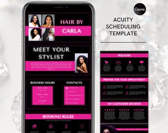 Acuity Template Hair Stylist: Black and Hot Pink Editable Website