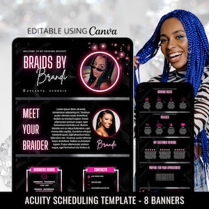 Acuity Braider Template - Acuity Scheduling Hair Stylist - Braider Booking Site - DIY Acuity Website - Canva Booking Site Template