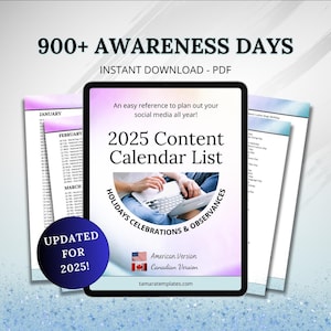 2025 Content Calendar List: 900+ Holidays and Observances (PDF)