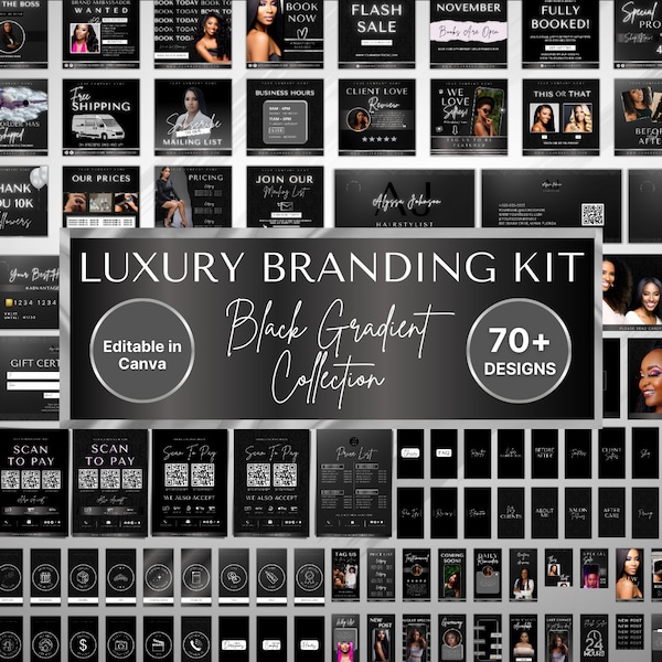 Branding Kit for Hair Stylist, Acuity Website, Social Media Templates, Hairstylists Business Cards, Scan To Pay Templates, Price List