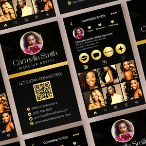 Glam Instagram Business Card: QR Code, Canva Template