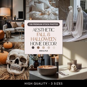 100 Fall and Halloween AI Stock Photos: PLR MRR Bundle