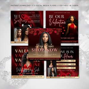 Valentinstag Flyer - Akzeptierung der Buchung Flyer - Shop Now Flyer - Boutique Sale Flyer - Haar Make-up Wimpern Termine verfügbar