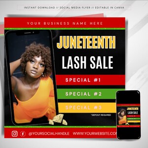 Juneteenth Lash Extension Flyer - Lash Special Flyer - Hair Braids Nail Appointments Available