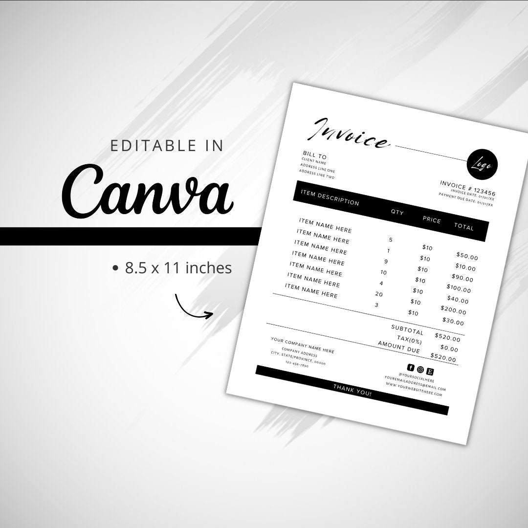 Invoice for Business - Invoice Template Download - Editable Invoice