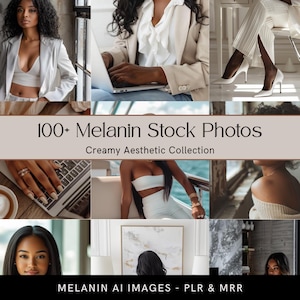 Melanin Beauty AI Stock Photos: PLR MRR, Black Women Images (Canva & Google Drive Access)