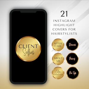 IG Highlight Covers - Gold Social Media Icons - Hair Highlight Covers - Insta Highlight Covers