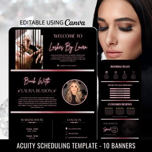 Lash Tech Acuity Scheduling Template: Neon Pink & Black Canva Website