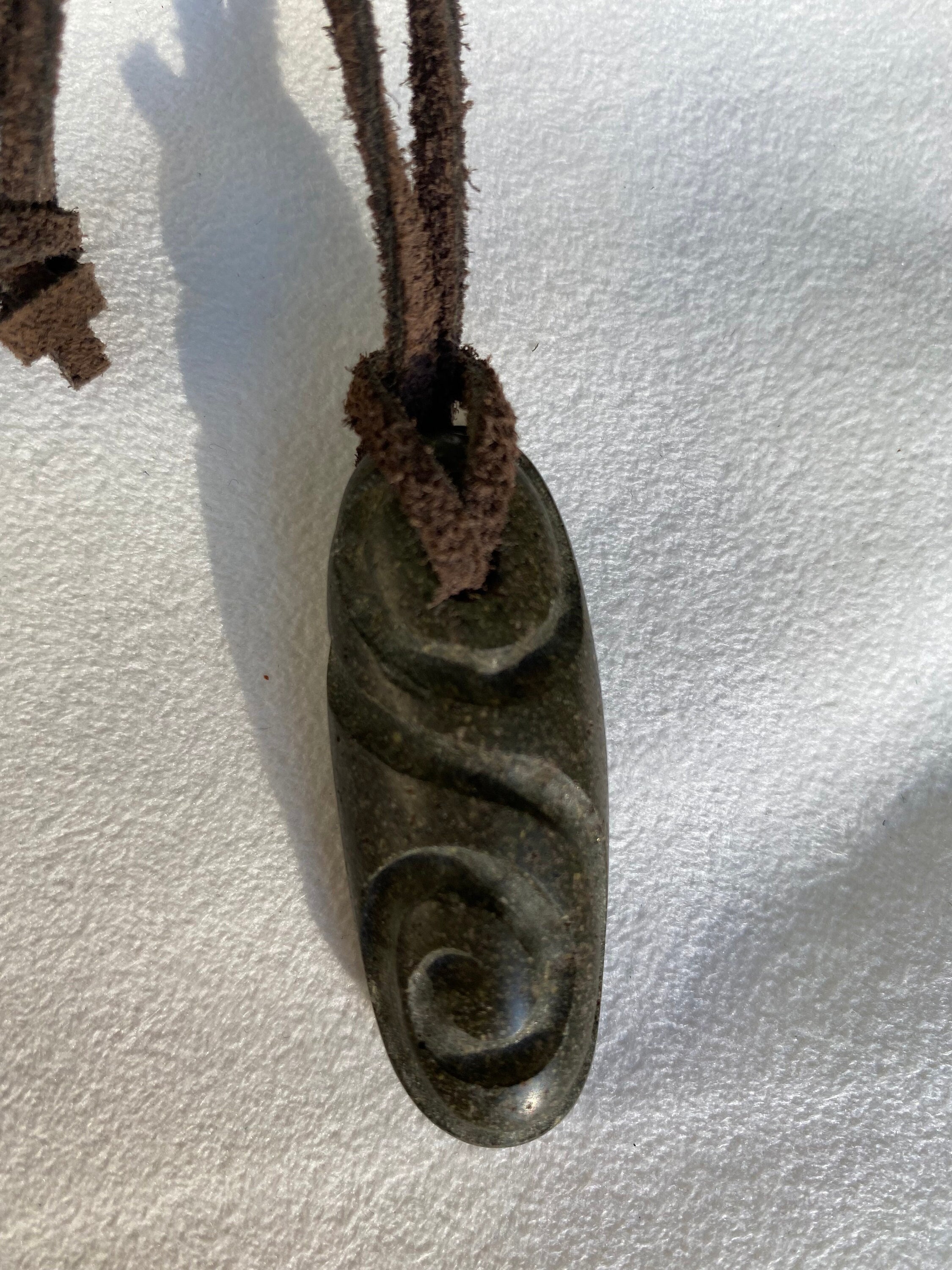 Hand Carved Stone Spiral Pendant Necklace Etsy