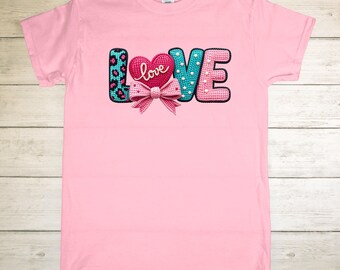 Valentine Shirt, Faux yarn love shirt,