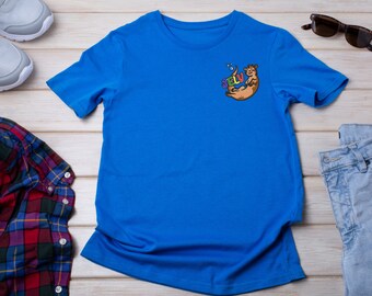 Otter embroidered cute tshirt, Womens funny t shirt, crew neck happy tee