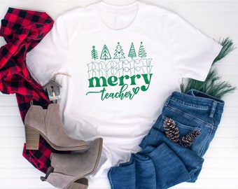 Merry, Merry Christmas, Teacher, teacher shirt, Christmas shirt.