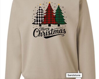 Merry Christmas, Merry Christmas Shirt, Christmas Plaid, Merry Christmas Plaid, Plaid Sweatshirt, Christmas Crew Neck