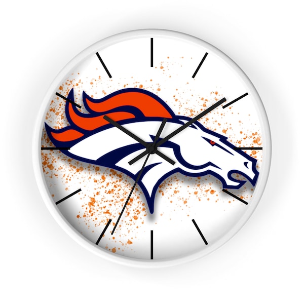 Denver Broncos Clock NFL Clock Sports Clock Man Cave Clock Wall Clocks Kids Room Clock Gameroom Clock Football Christmas Gift Birthday Gift