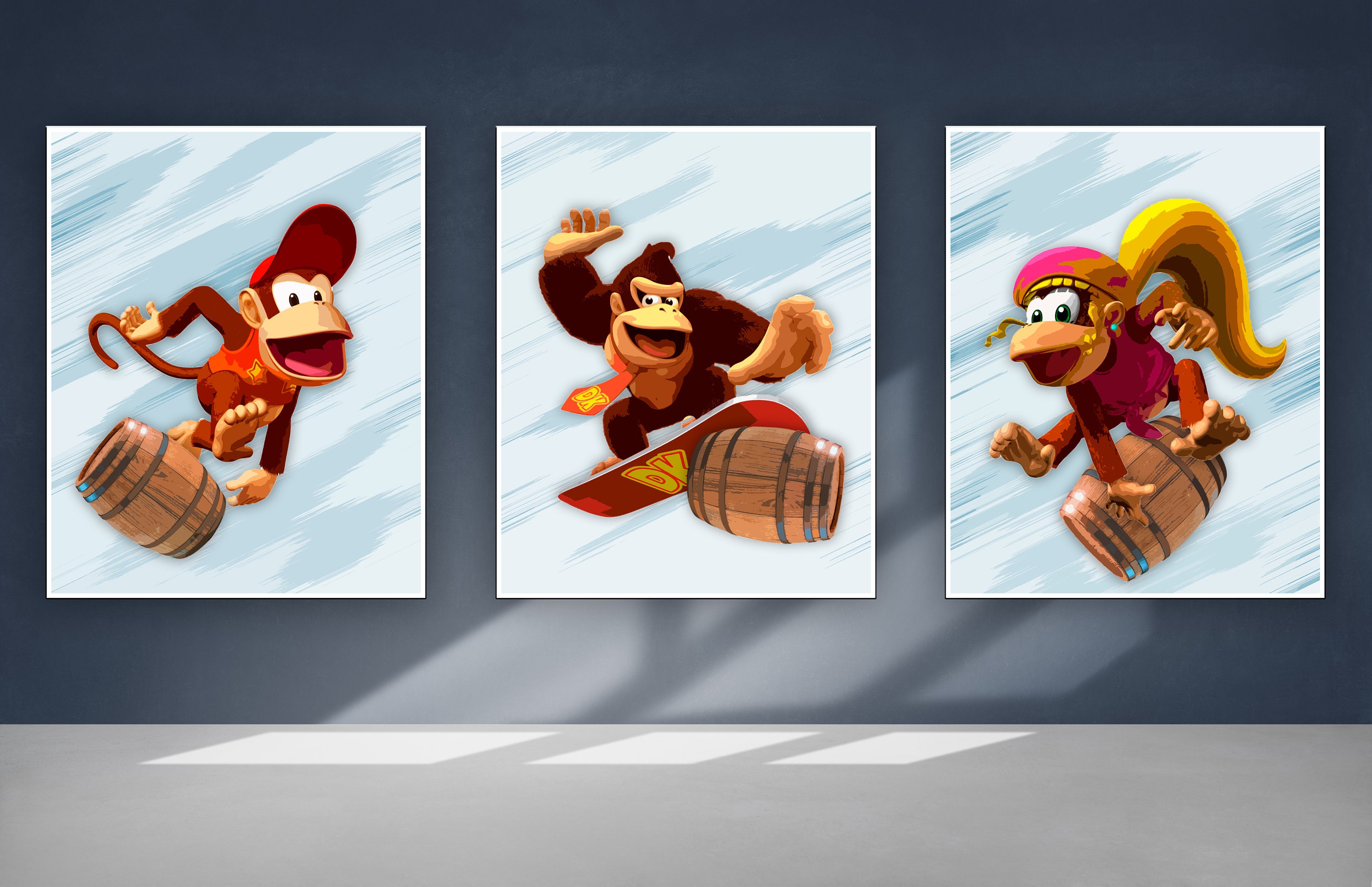 Digital Download Donkey Kong Printable Posters Set of 3 Home Game Room