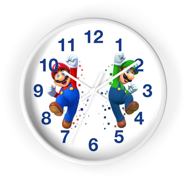 Mario Wall Clocks Nursery Clock Childrens Clock Mario Clock LGBTQ Clock Kids Room Decor Game Room Clock Christmas Gift Birthday Gift Luigi