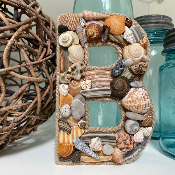Shell letters for your beach themed shelf or wall, beach house, boho beach