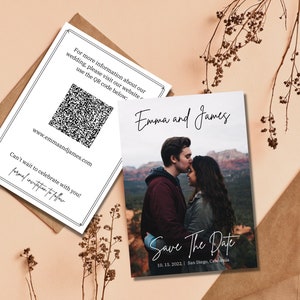 Save the Date with QR Code Template Editable, Customizable, and Printable