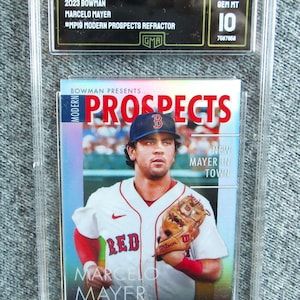 Marcelo Mayer Rookie Baseball Card Red Sox Bowman Refractor GMA Gem Mint 10