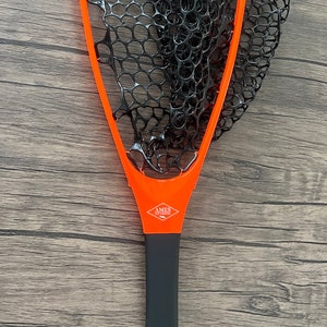Ames Fly Fishing Fire Carbon Fiber Landing Net Orange Hand Net Black Basket  