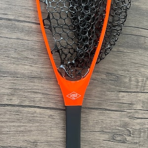 Ames Fly Fishing Fire Carbon Fiber Landing Net Orange Hand Net Black Basket  