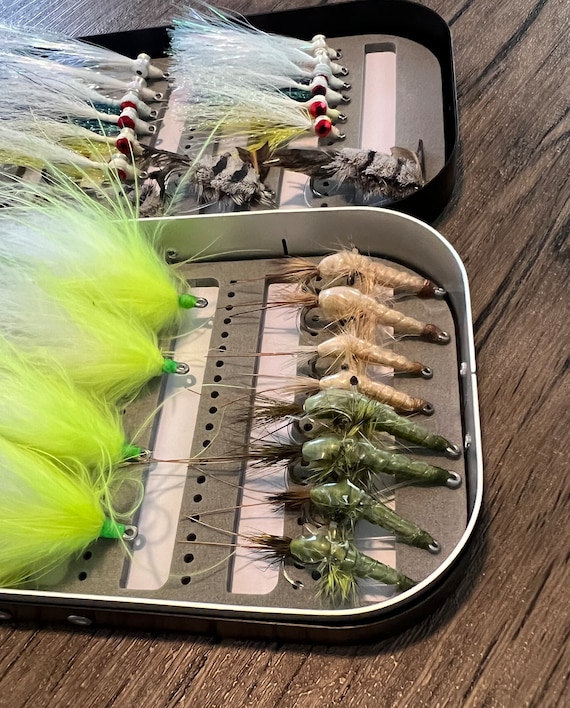 Saltwater Assorted Flies Loaded Aluminum Fly Box Black Fly Fishing