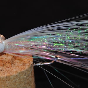 Pearl White Shimmer Clouser Minnow Saltwater Fishing Flies (3 Pack)