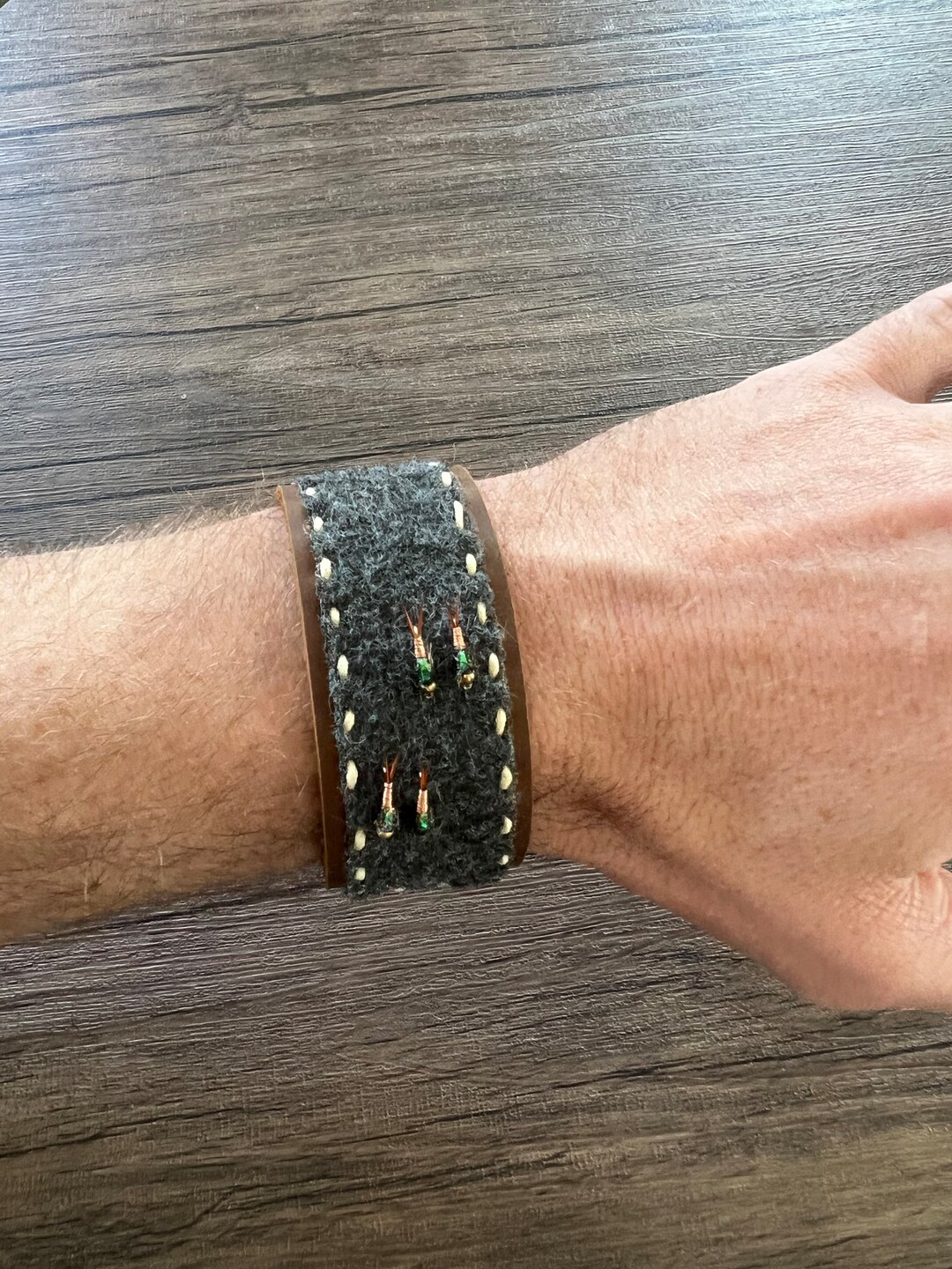 Fly Fishing Leather Wrist Band Cuff Fly Patch Slim Ames Fly Fishing