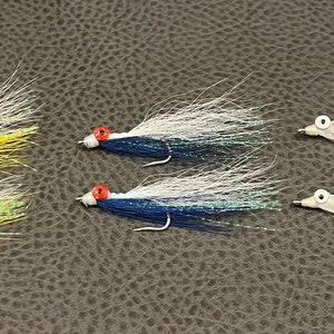 Saltwater Clouser Minnow Fly Fishing Flies Assorted Colors 6 Pack