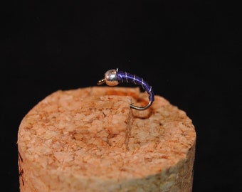 Zebra Midge Purple Bead Head Fly Fishing Flies Choose Size One Dozen (12)