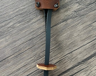 Tippet Spool Holder Leather With Aluminum Clip Brown and Black Handmade