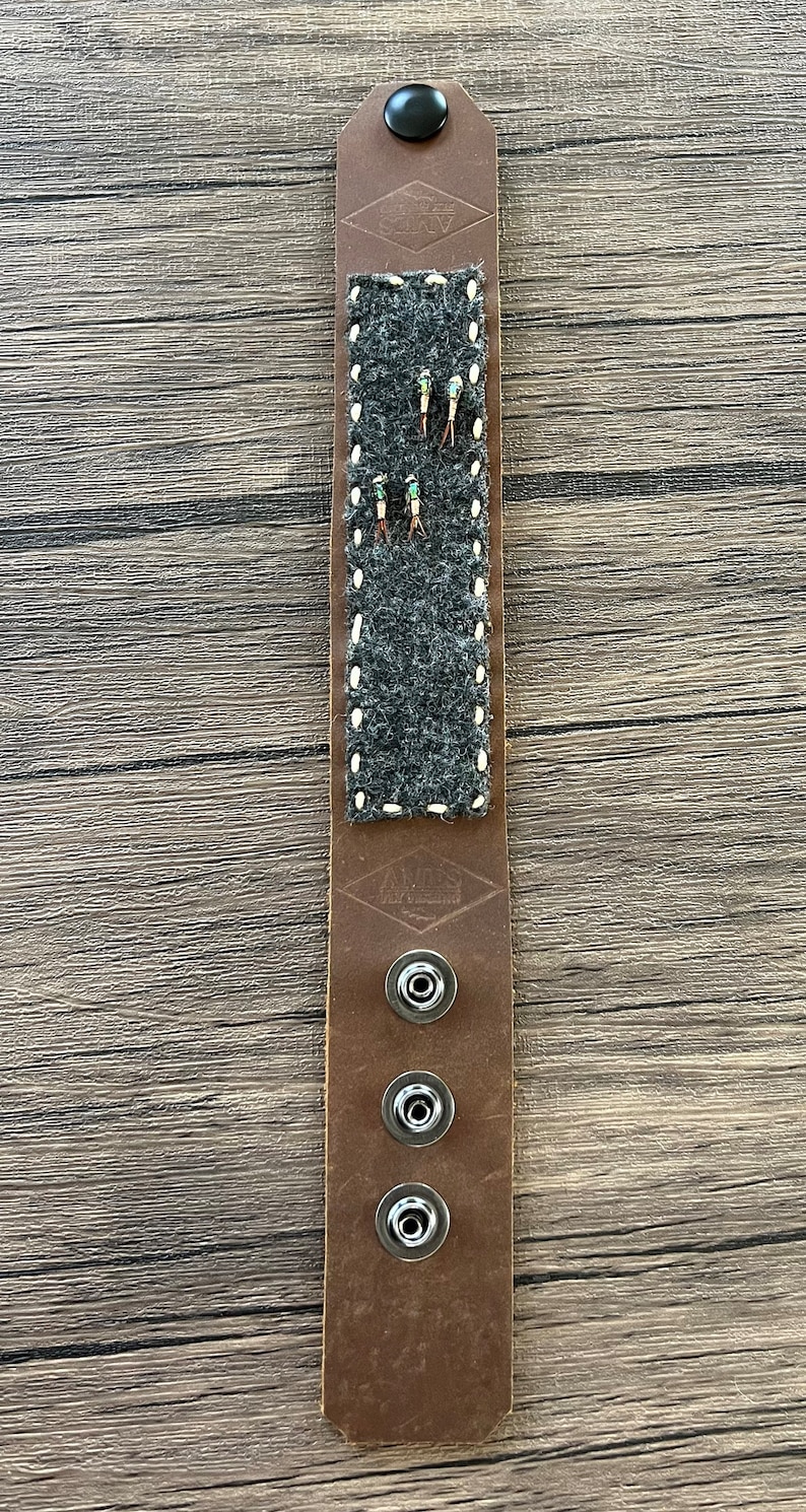 Fly Fishing Leather Wrist Band Cuff Fly Patch Slim Ames Fly Fishing