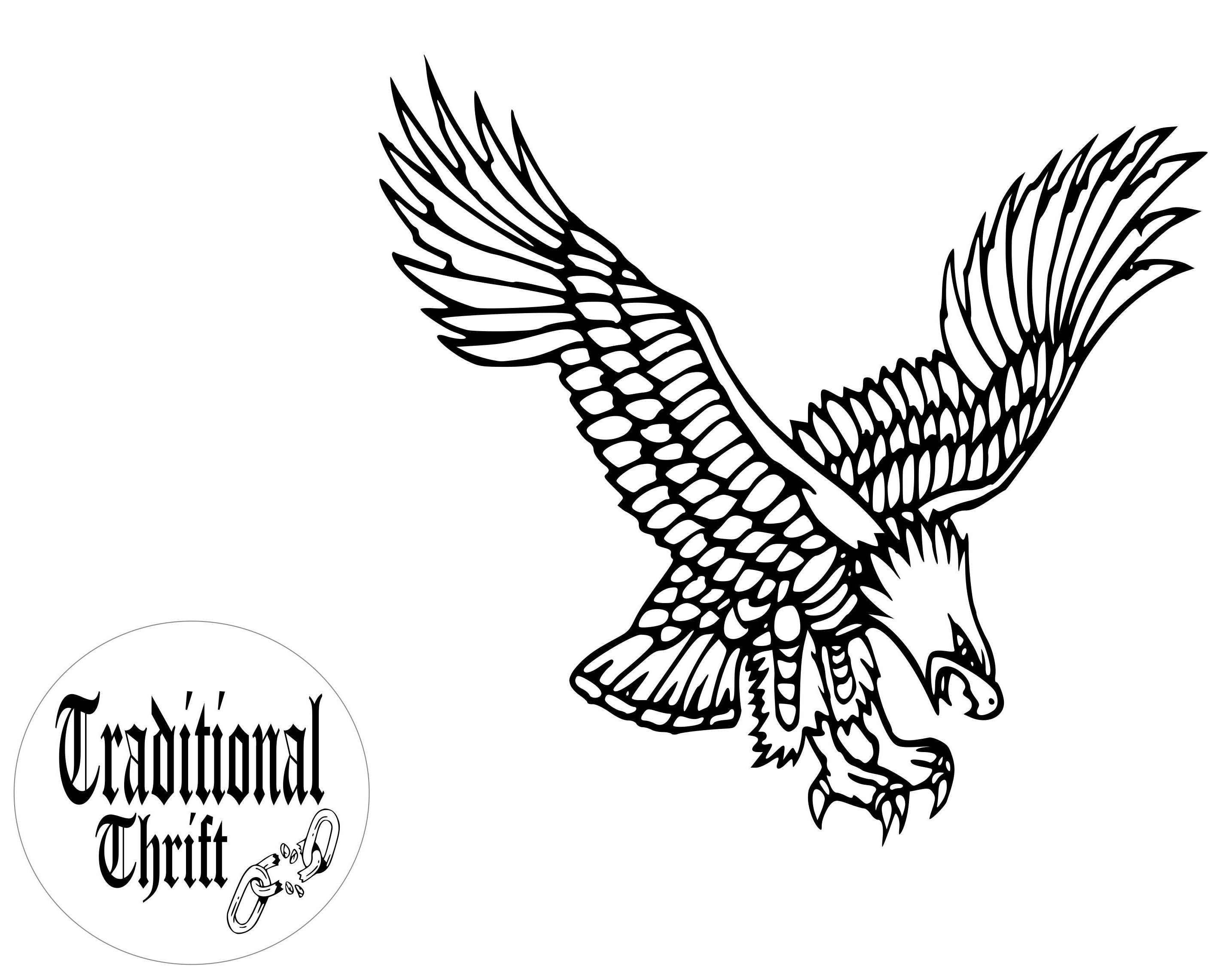 Majestic eagle tattoo design element Black and white vector illustration  suitable for a wide range of tattoo styles and themes including wildlife  nature patriotism and more 23052089 Vector Art at Vecteezy