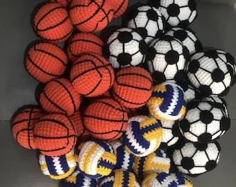 Handgemachte gehäkelte Sportbälle, Hacky Sack, Stressball, Mini Fußball Korbball