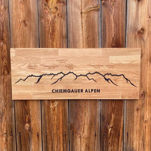 Chiemgauer Alpen als Wandbild aus Holz | Bergkette | Bergliebe l Berglandschaft | Wanddekoration | Berge | Gebirge | Bergsteigen