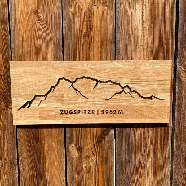 Zugspitze als Wandbild aus Holz | Bergkette | Bergliebe l Berglandschaft | Wanddekoration | Berge | Gebirge | Bergsteigen