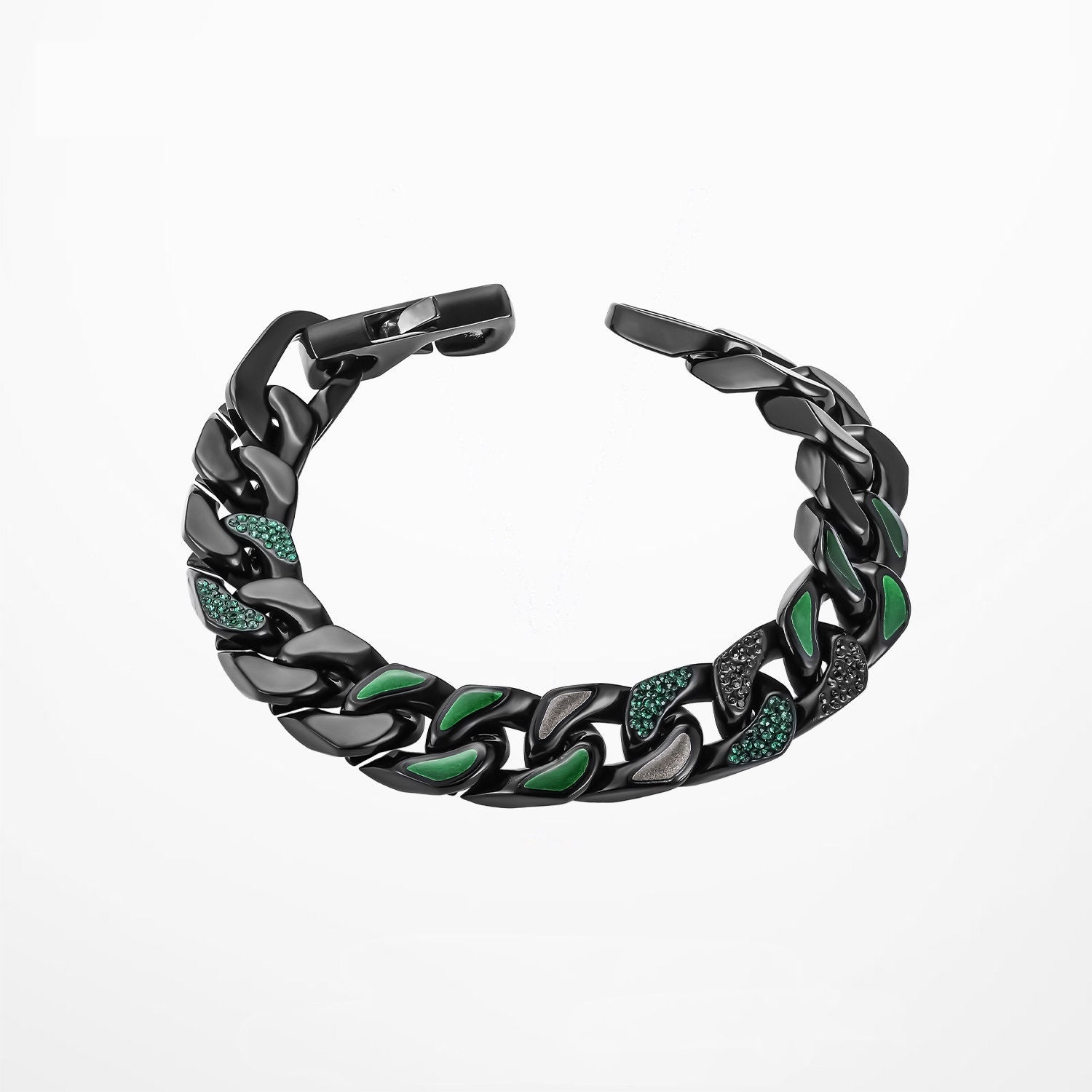 louis vuitton diamond cuban bracelet green and black