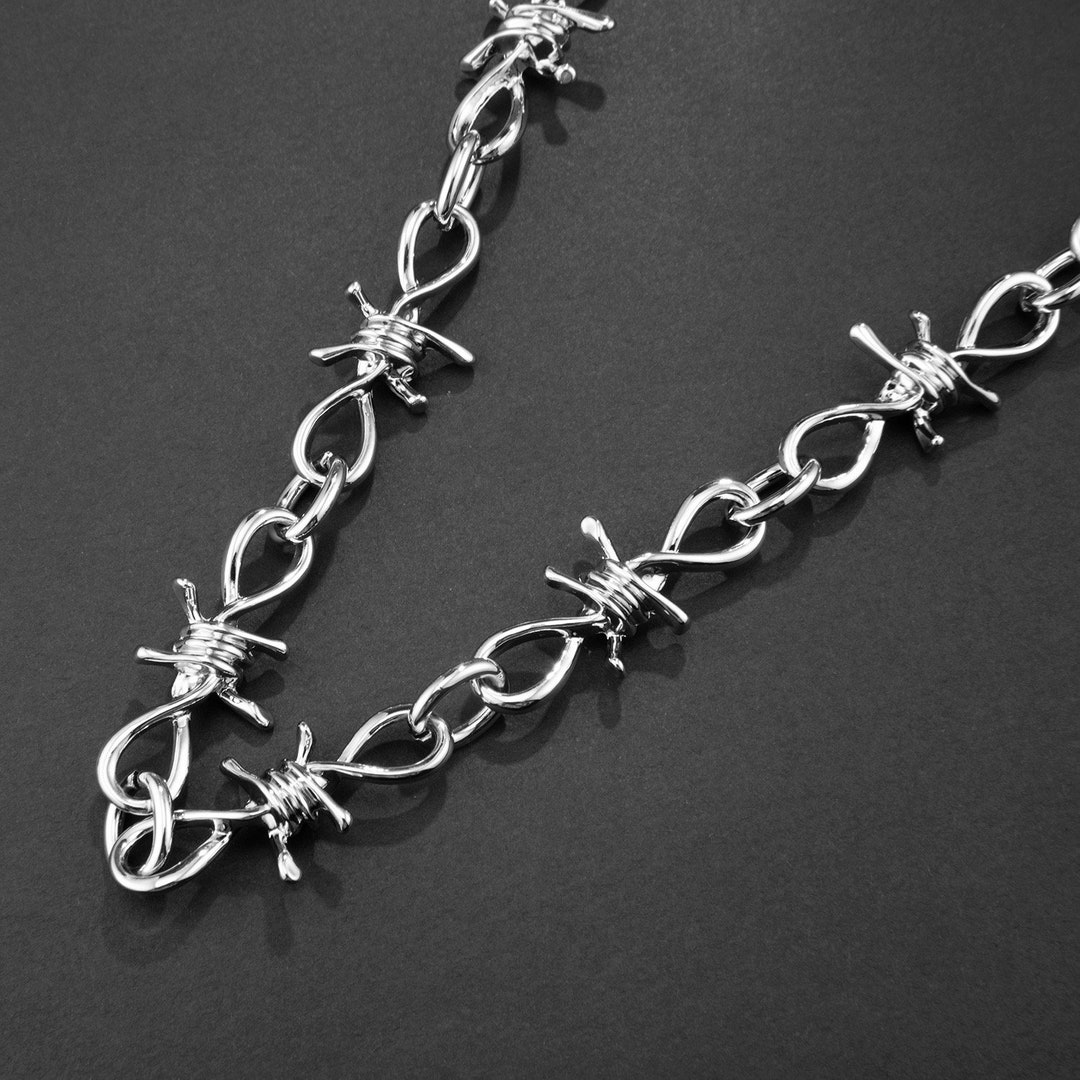 Minimalist Barbed Wire Necklace Niche Chain Necklace for Men Etsy Canada