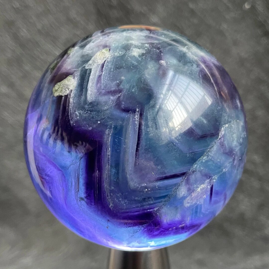 538g Rainbow Snowflake Fluorite Quartz Sphere 69mm Gemmy Etsy