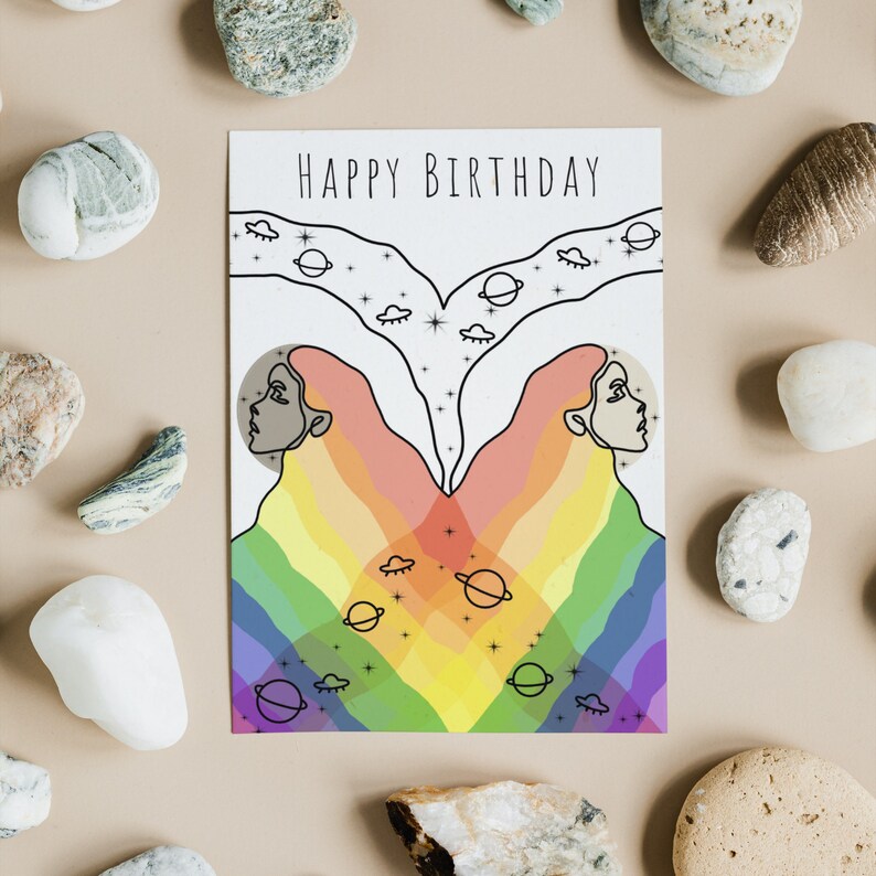 Birthday Card Printable LGBT Lesbian Pride Folded Card 5x7 - Etsy