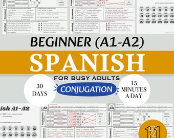 Conjugaison des verbes espagnols A1–A2 | Pratique de 30 jours pour adultes débutants (PDF)