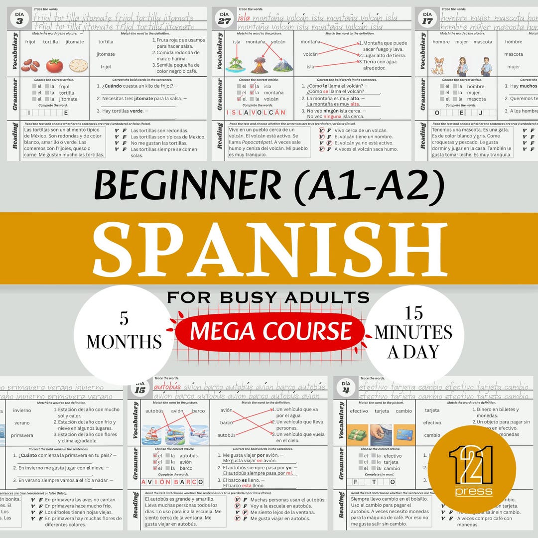 Spanish A1-A2 Mega Course for Adult Beginners | 5 Months Self-study ...