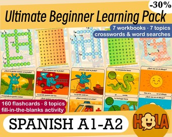 Das ultimative Spanischlern-Paket A1-A2 | 7 Hefte + 160 Karteikarten | PDF-Download