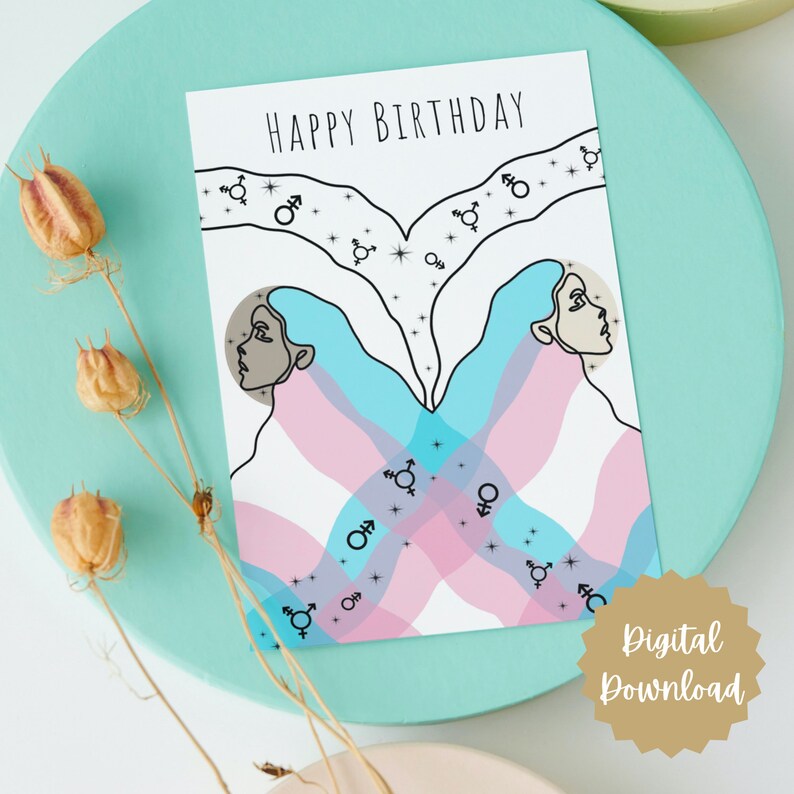 Birthday Card Printable LGBT Transgender Pride Folded Card - Etsy