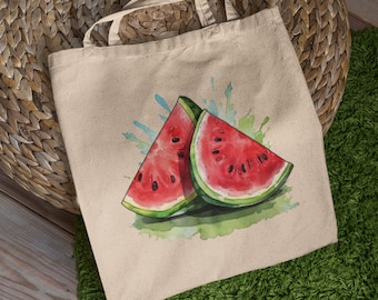 Watermelon Cotton Canvas Tote Bag: Reusable Grocery Shopping Tote