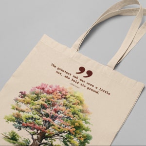 Oak Tote, Quote Tote, Reusable Tote, Shopping Tote, Grocery Tote, Outdoors Tote, Book Tote, Cotton Canvas Tote Bag