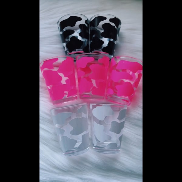 Shot Glass | 2oz |  Black Cow Print | Pink Cow Print | White Cow Print  | Cute Shot Glasses | Party Accessories | Gift idea |